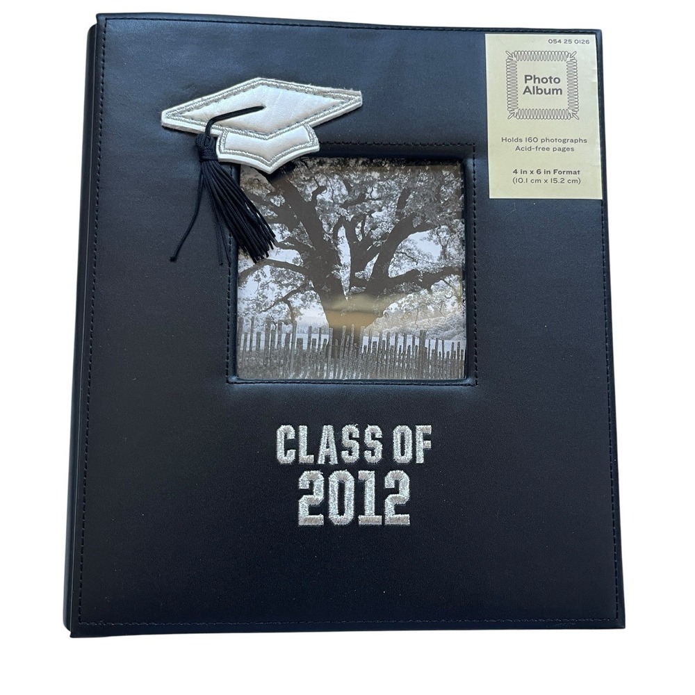 Graduation Picture Album 4x6 Holds 160 Photos Black Embroidered Class of 2012